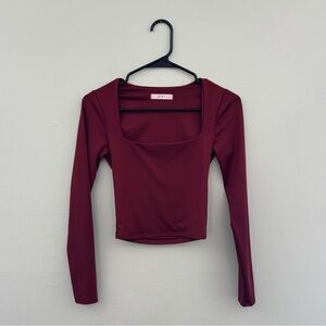Gaze Burgundy Long Sleeve Crop Top